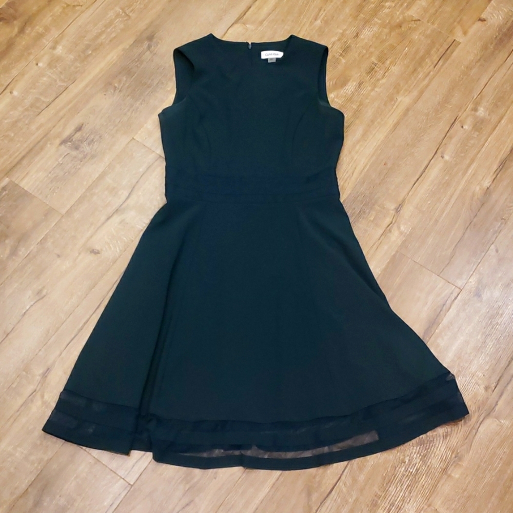 Calvin Klein green fit and flare dress